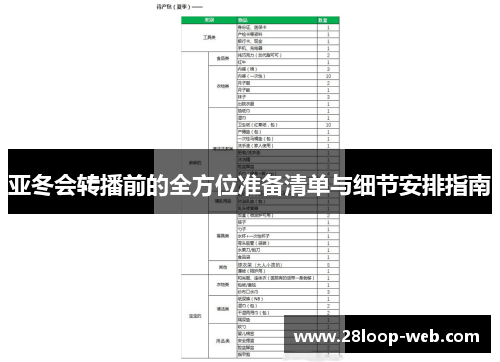 亚冬会转播前的全方位准备清单与细节安排指南
